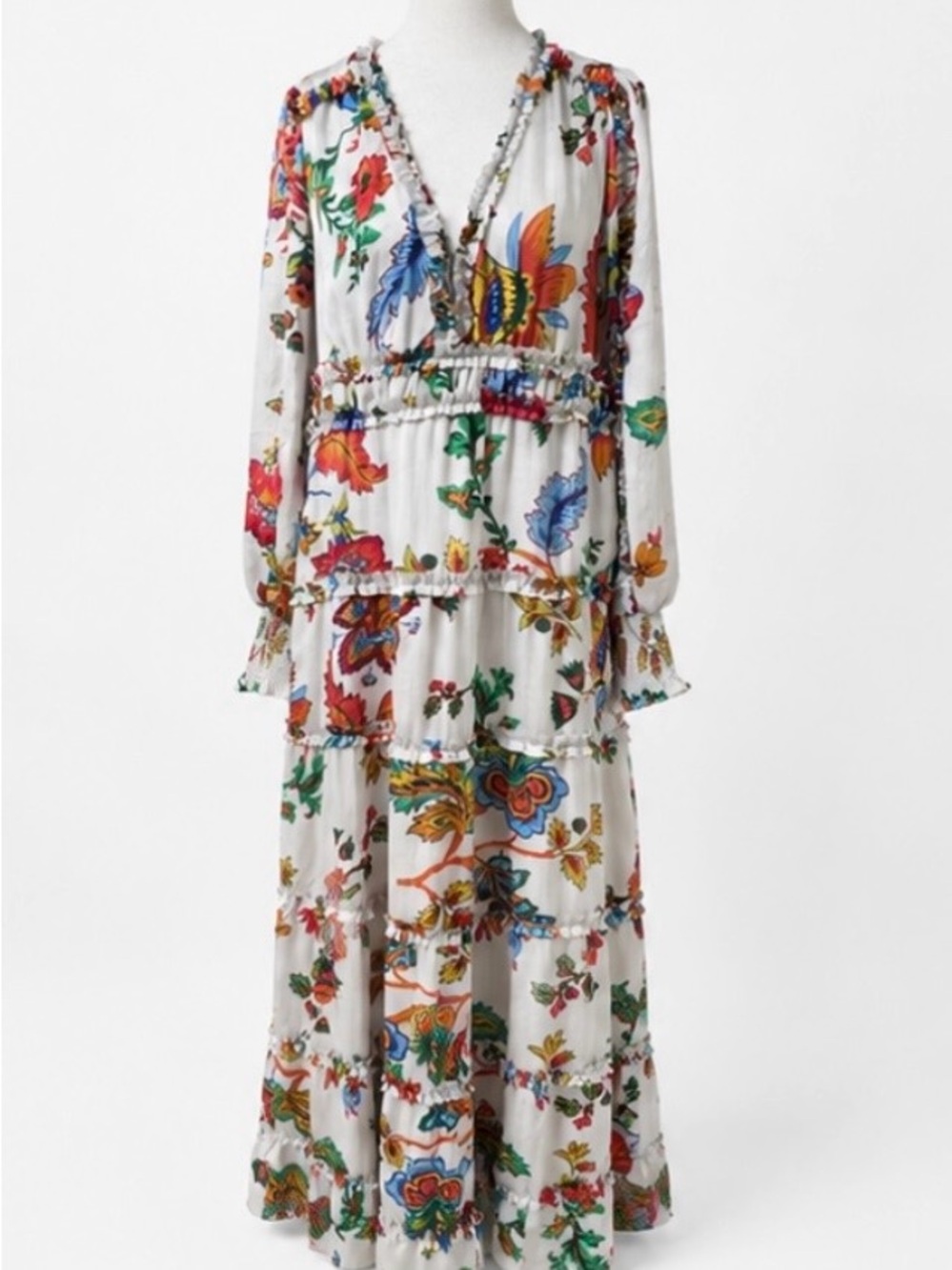 NWT CHELSEA & VIOLET MARGAUX PLISSE FLORAL PRINT TIERED MAXI DRESS-MED - Picture 3 of 13